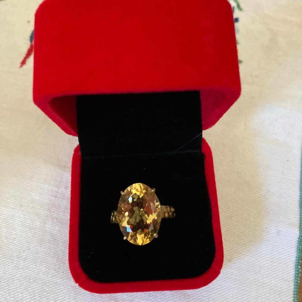 12.00ct Brazilian Citrine 18K yellow gold over sterling silver ring